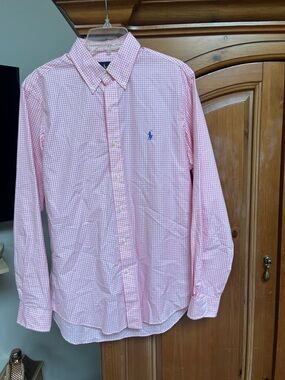 Polo by Ralph Lauren Pink Gingham Button-Down Shirt with Navy Pony